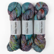 Qing Fibre QING YAK SINGLES - BAREFOOT Merino wool Yak Silk Fingering blue Yarn