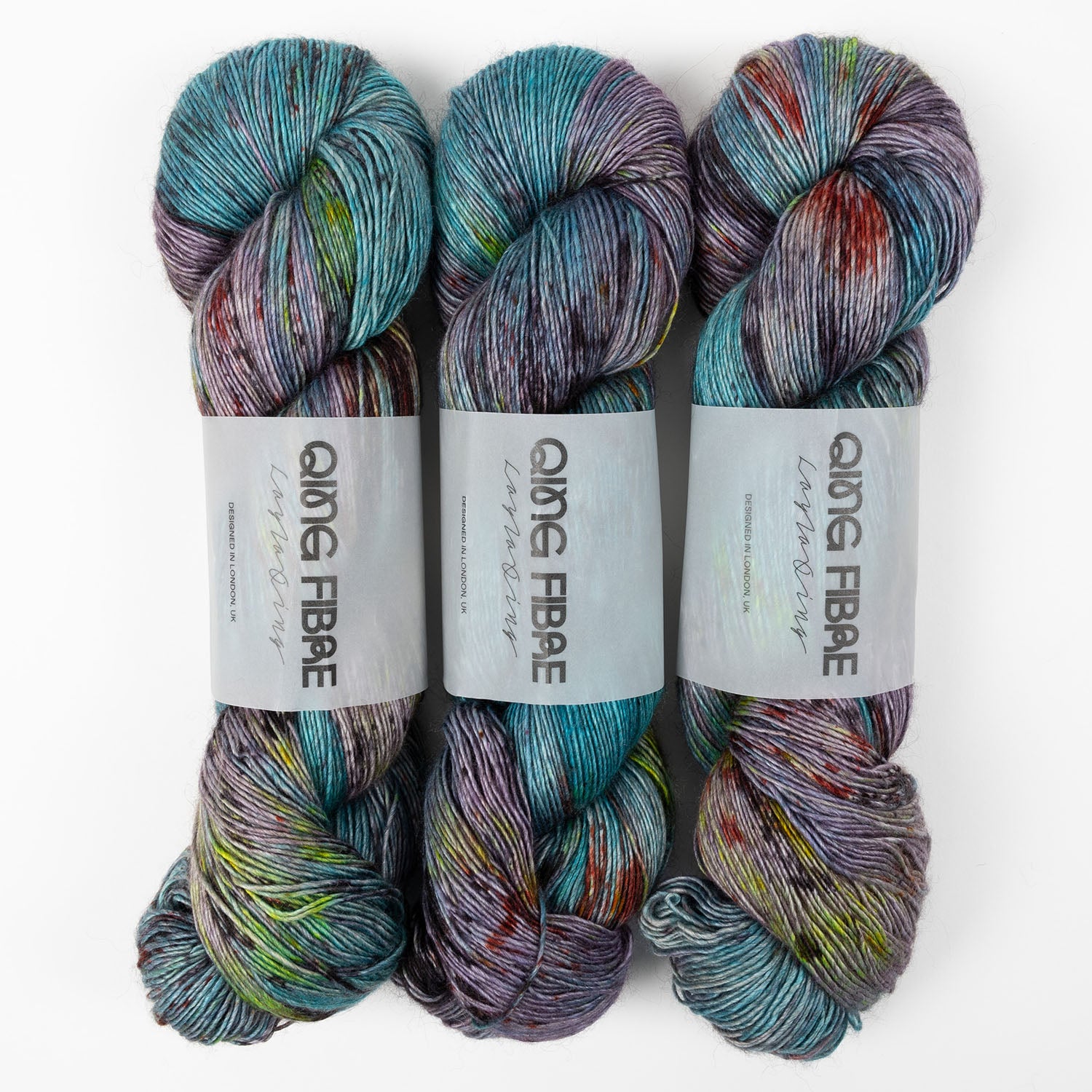 Qing Fibre QING YAK SINGLES - BAREFOOT Merino wool Yak Silk Fingering blue Yarn