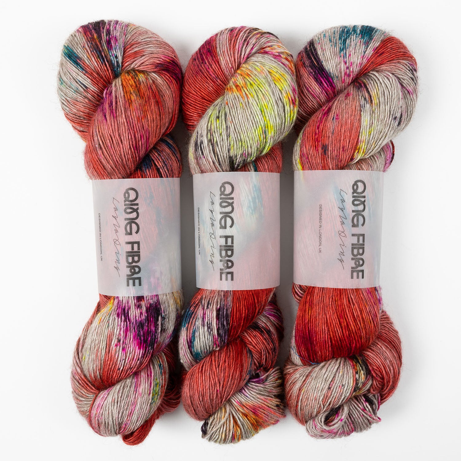 Qing Fibre QING YAK SINGLES - COLORADA Merino wool Yak Silk Fingering coral Yarn