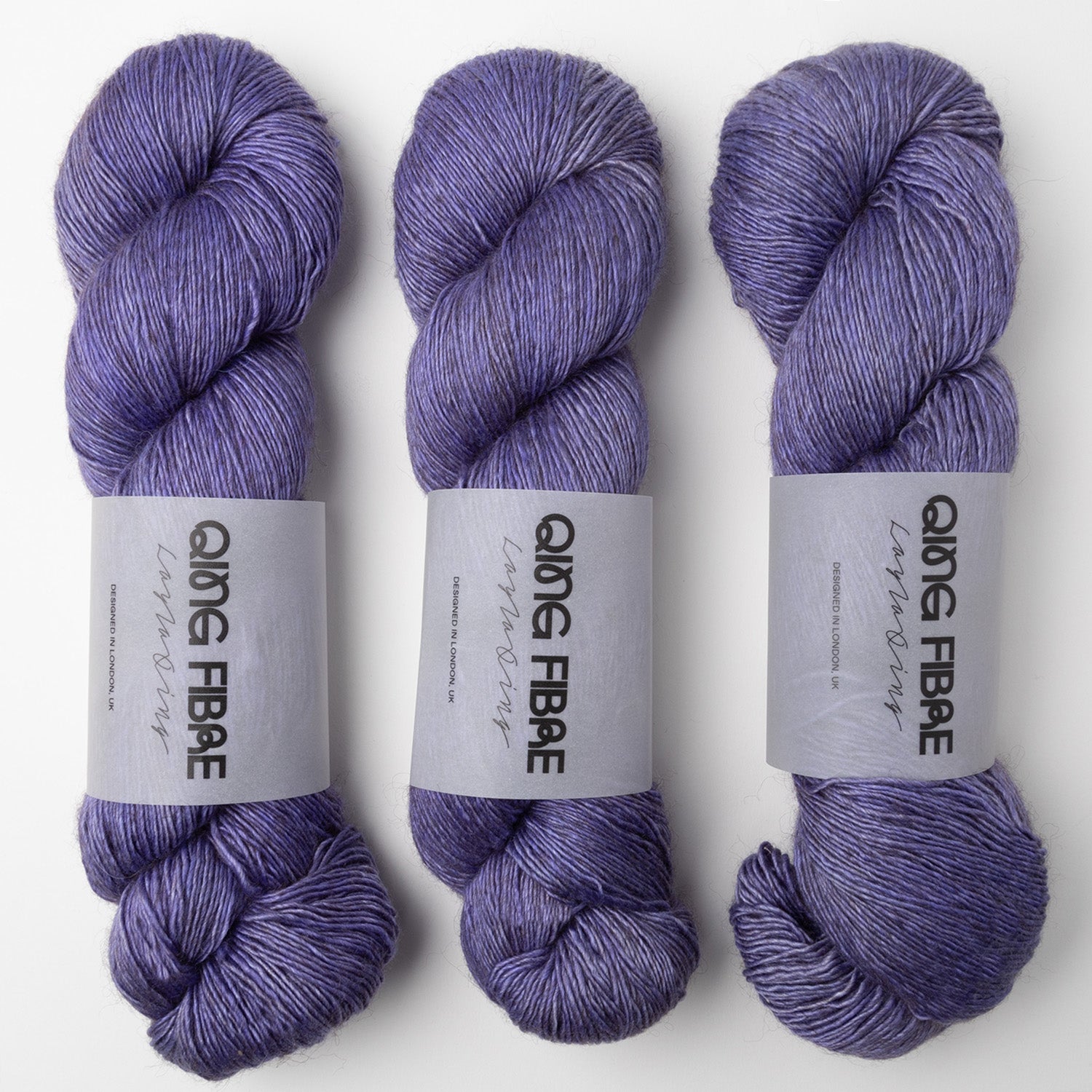 Qing Fibre QING YAK SINGLES - INK Merino wool Yak Silk Fingering purple Yarn