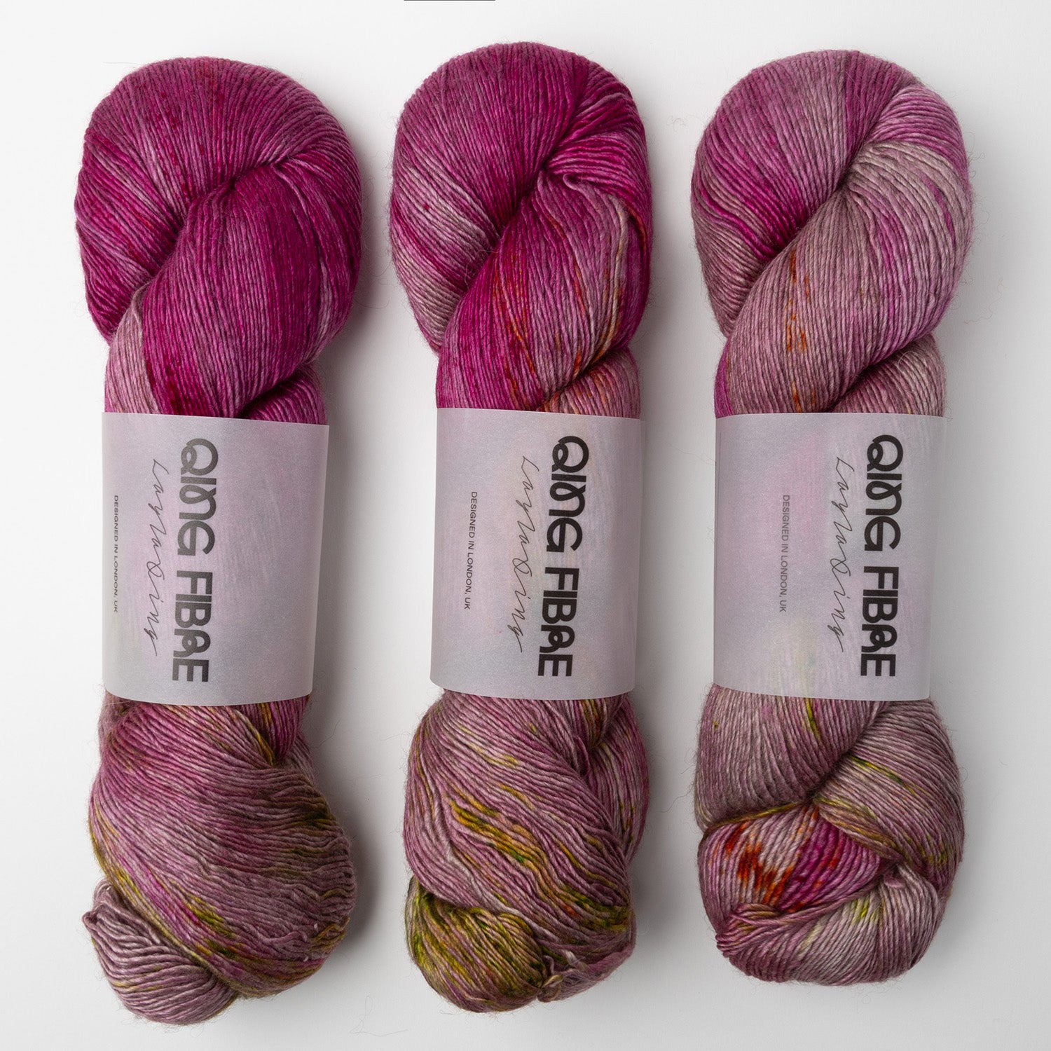 Qing Fibre QING YAK SINGLES - NECTAR Merino wool Yak Silk Fingering pink Yarn