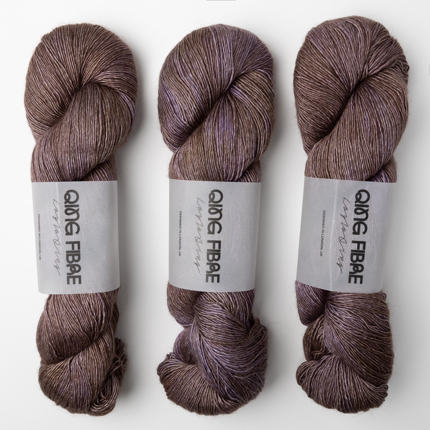 Qing Fibre QING YAK SINGLES - ONYX Merino wool Yak Silk Fingering brown Yarn