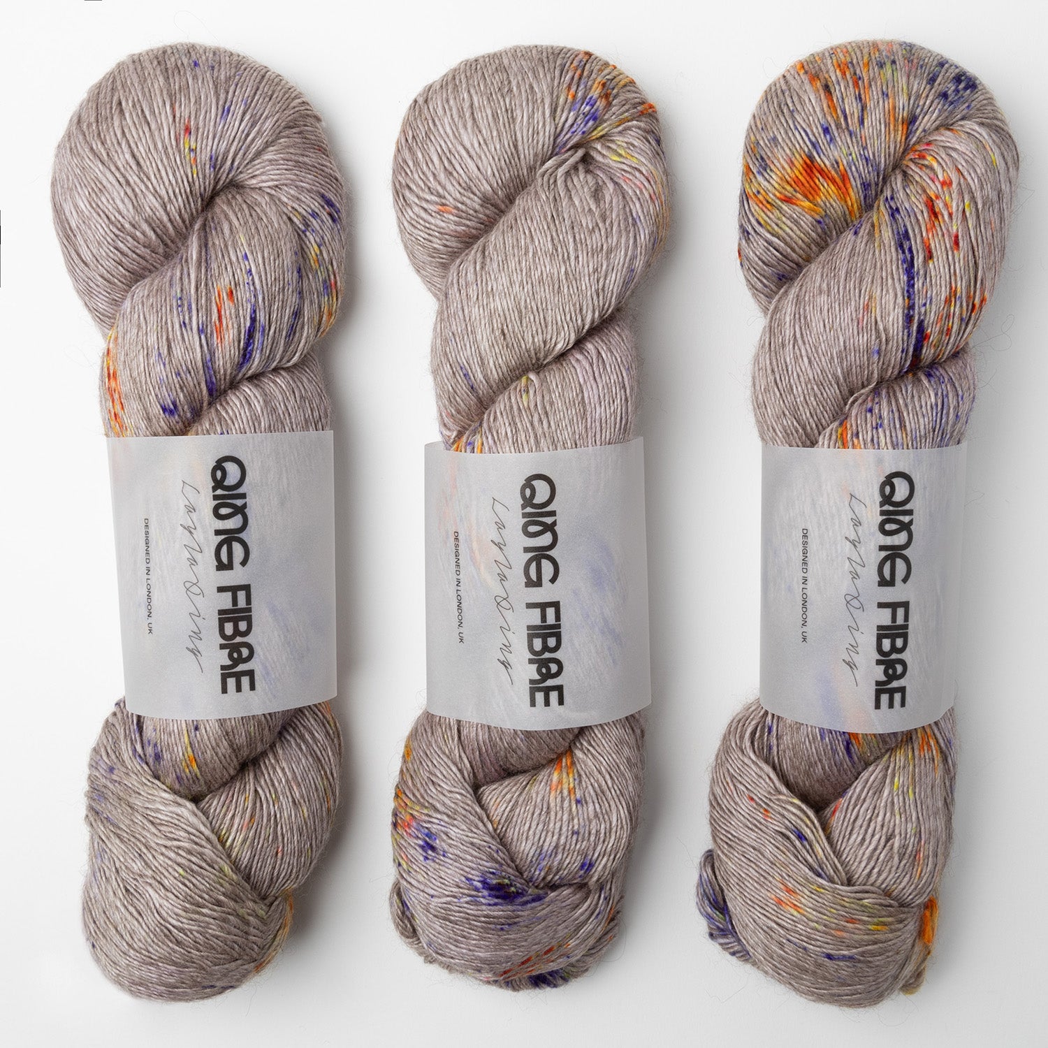 Qing Fibre QING YAK SINGLES - PUFFERFISH Merino wool Yak Silk Fingering grey Yarn