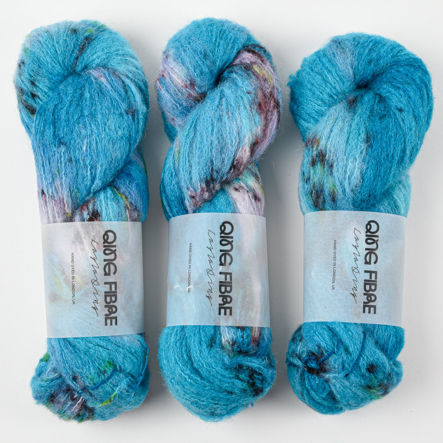 Qing Fibre MELTED BABY SURI - BAREFOOT Alpaca Merino wool Silk Sport blue Yarn