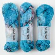 Qing Fibre MELTED BABY SURI - BAREFOOT Alpaca Merino wool Silk Sport blue Yarn