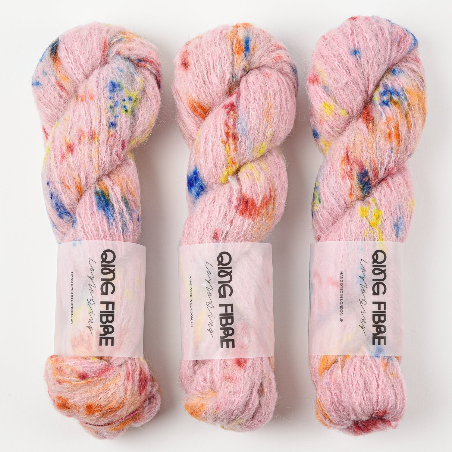 Qing Fibre MELTED BABY SURI - BERRY MILKSHAKE Alpaca Merino wool Silk Sport rainbow pink Yarn