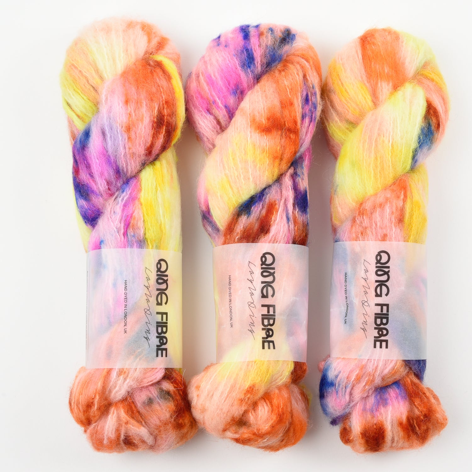 Qing Fibre MELTED BABY SURI - CORAL REEF Alpaca Merino wool Silk Yarn