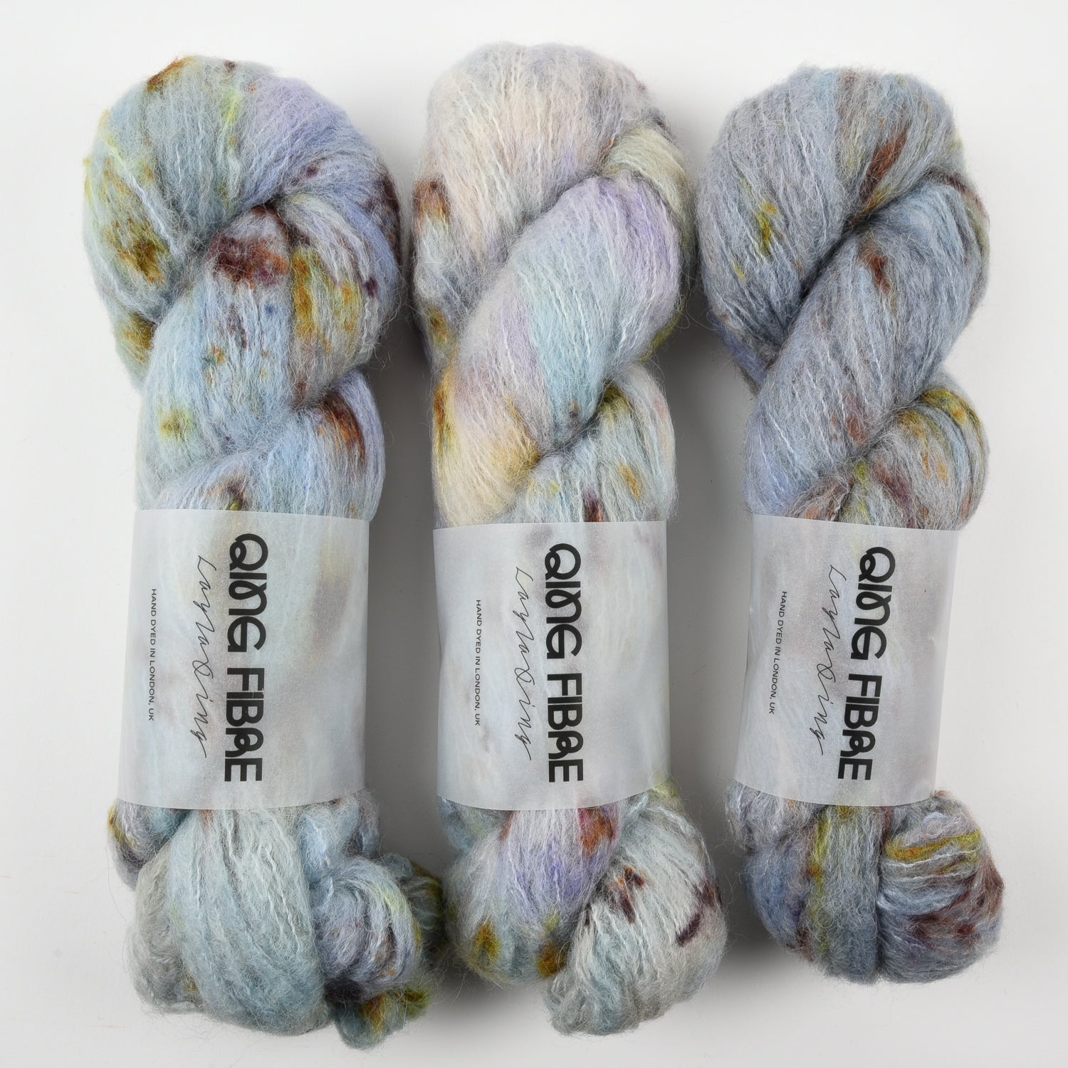 Qing Fibre MELTED BABY SURI - DENIM Alpaca Merino wool Silk Sport blue multicolour Yarn