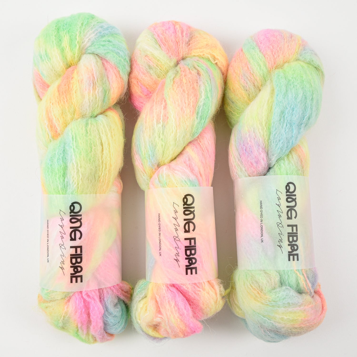 Qing Fibre MELTED BABY SURI - FLYING SAUCER Alpaca Merino wool Silk rainbow Yarn