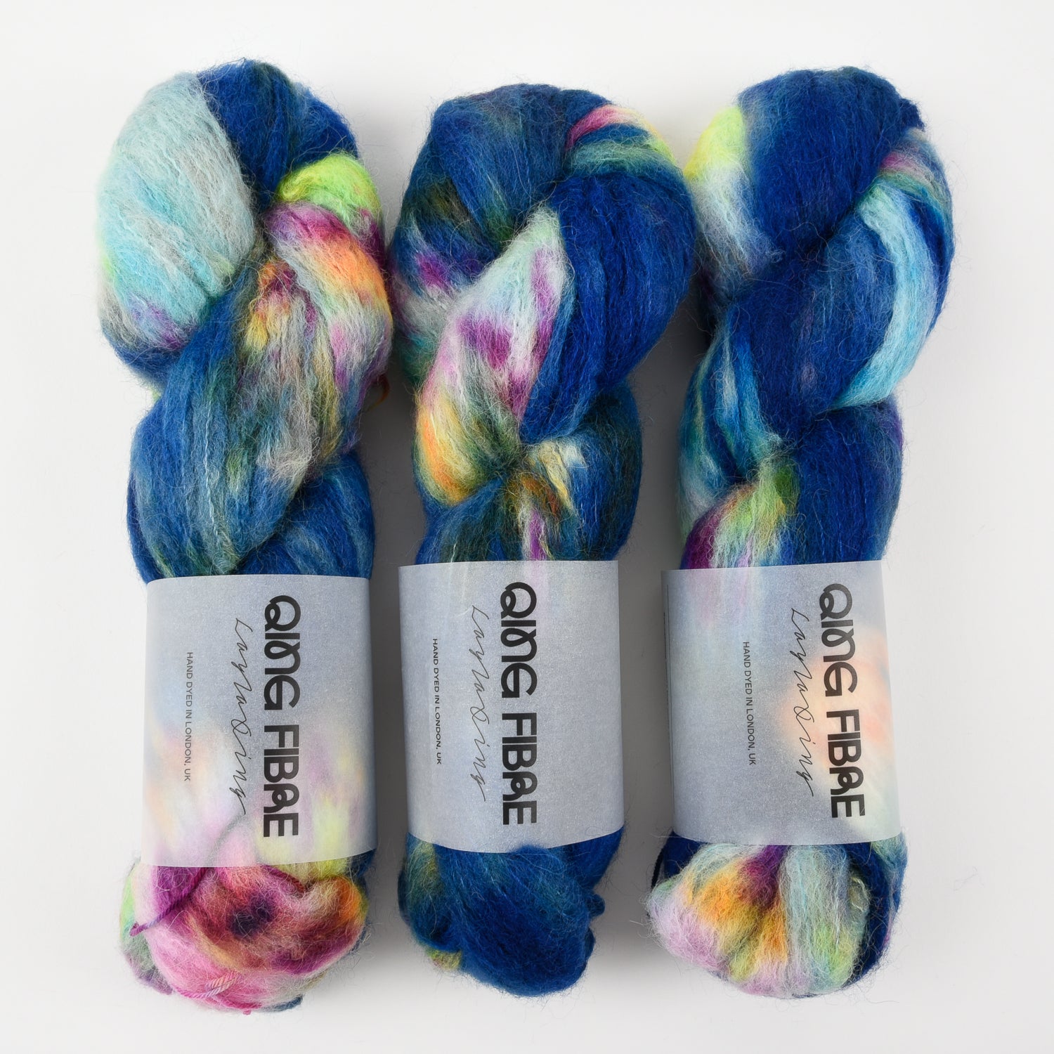 Qing Fibre MELTED BABY SURI - MANTA RAY Alpaca Merino wool Silk blue Yarn