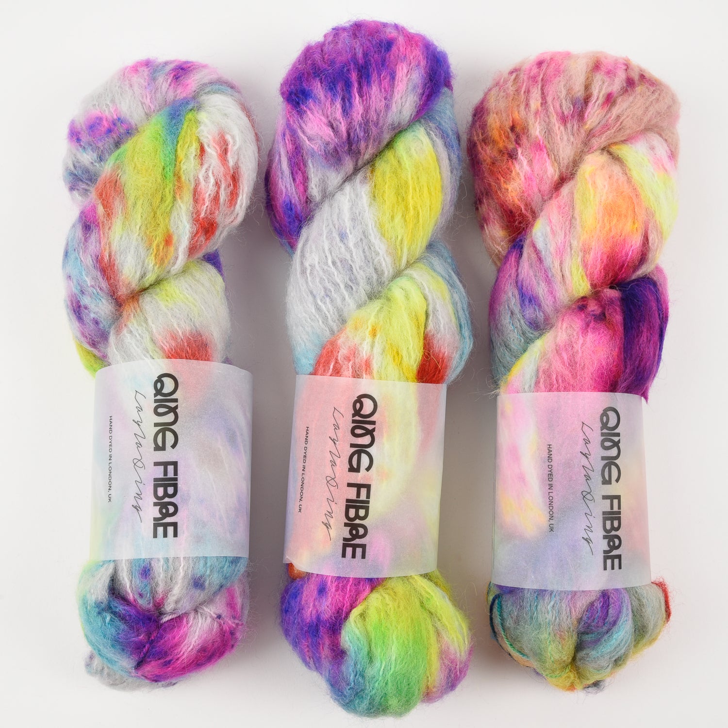 Qing Fibre MELTED BABY SURI - MARDI GRAS Alpaca Merino wool Silk Sport rainbow multicolour Yarn