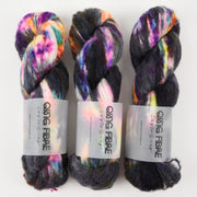 Qing Fibre MELTED BABY SURI - PANDA Alpaca Merino wool Silk Sport black rainbow Yarn