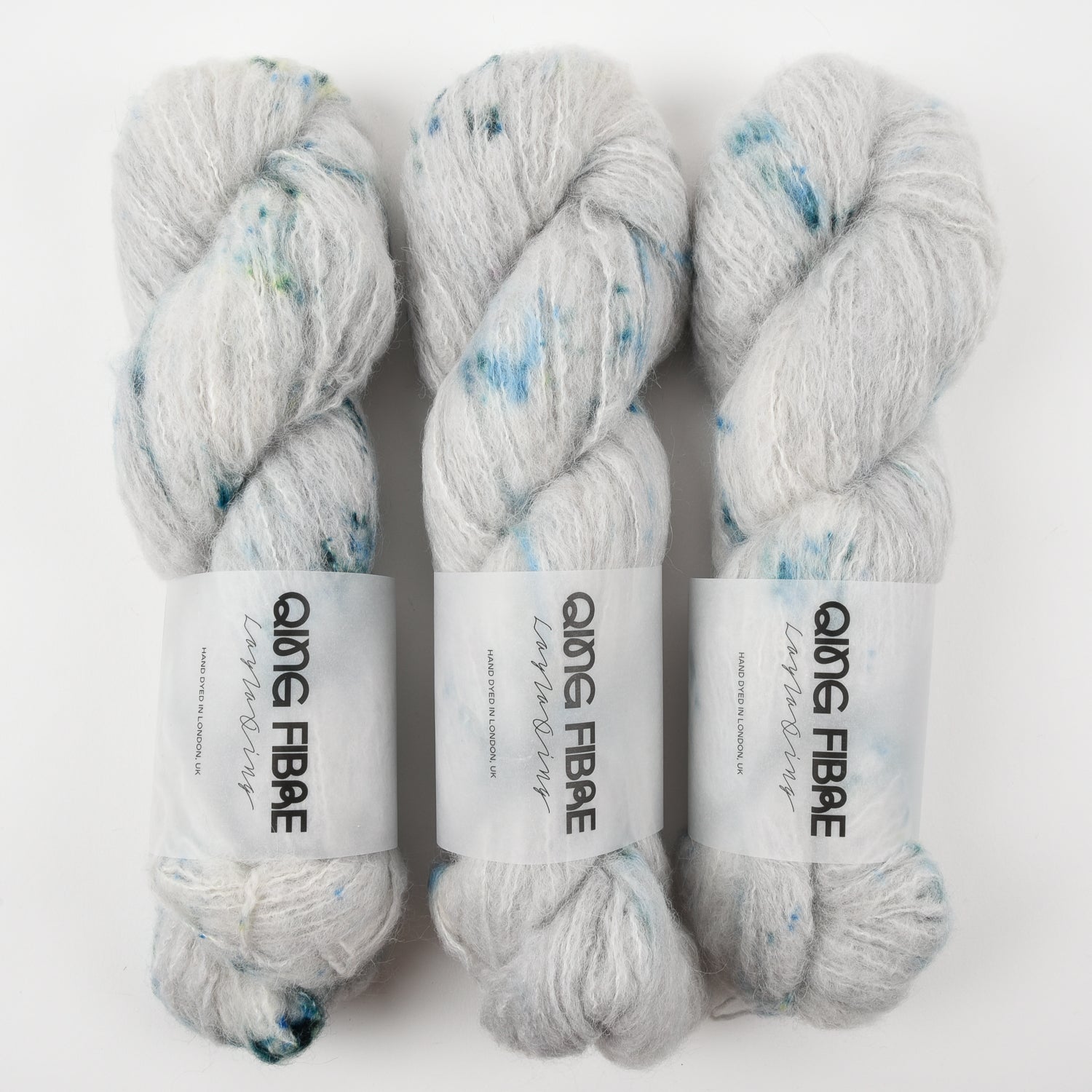 Qing Fibre MELTED BABY SURI - SEA BREEZE Alpaca Merino wool Silk Sport grey blue Yarn