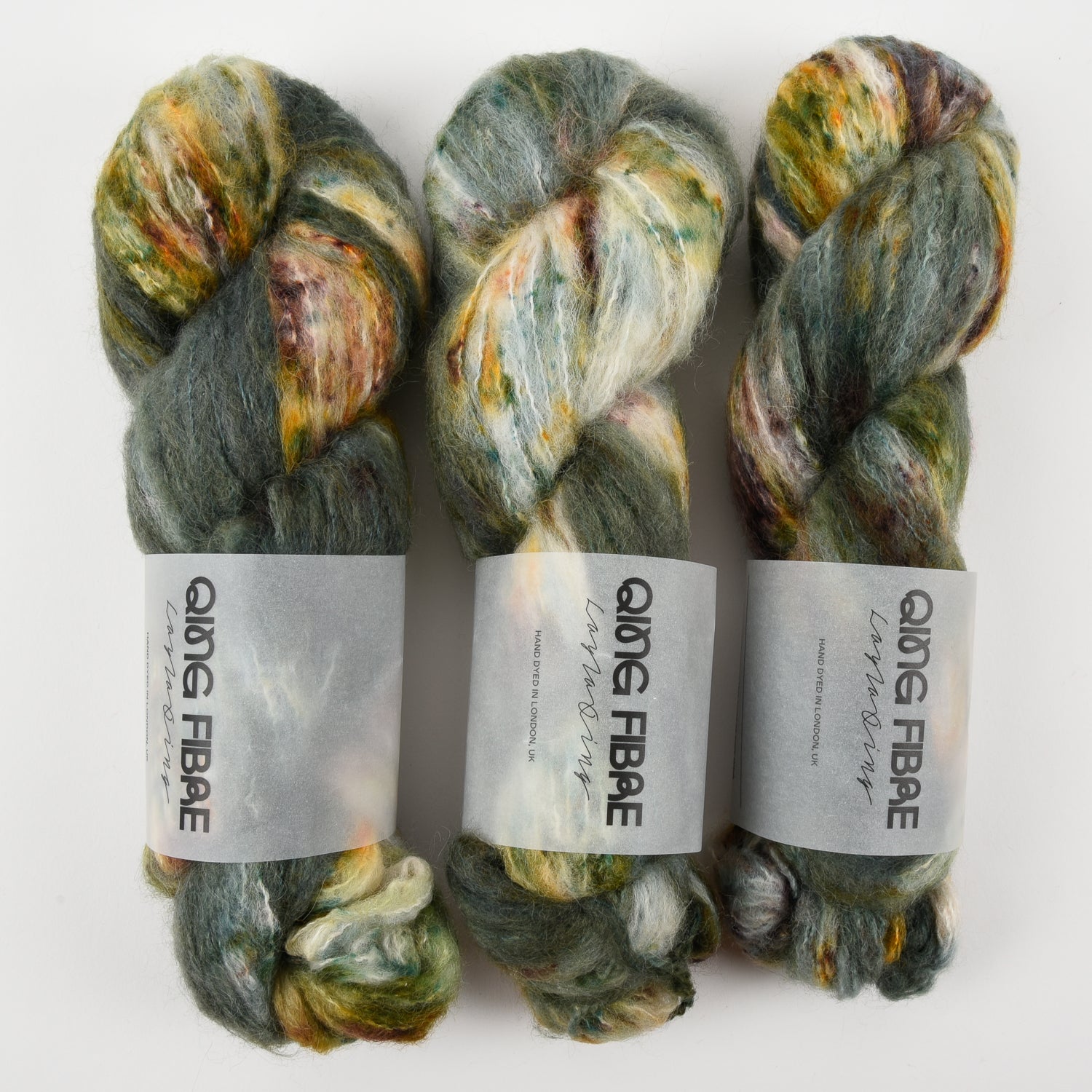 Qing Fibre MELTED BABY SURI - SIREN Alpaca Merino wool Silk Sport multicolour green Yarn