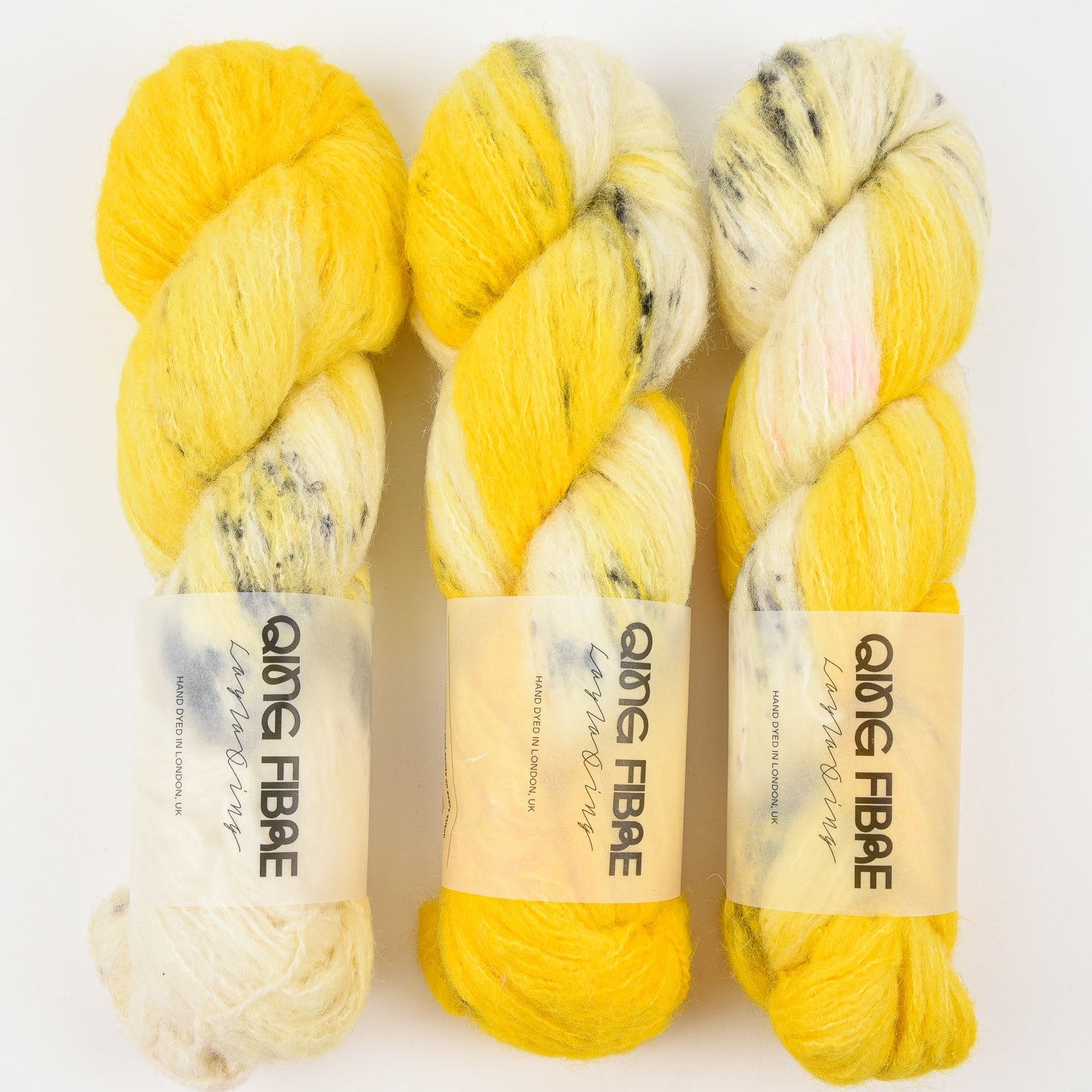 Qing Fibre MELTED BABY SURI - SMILER Alpaca Merino wool Silk Sport yellow Yarn