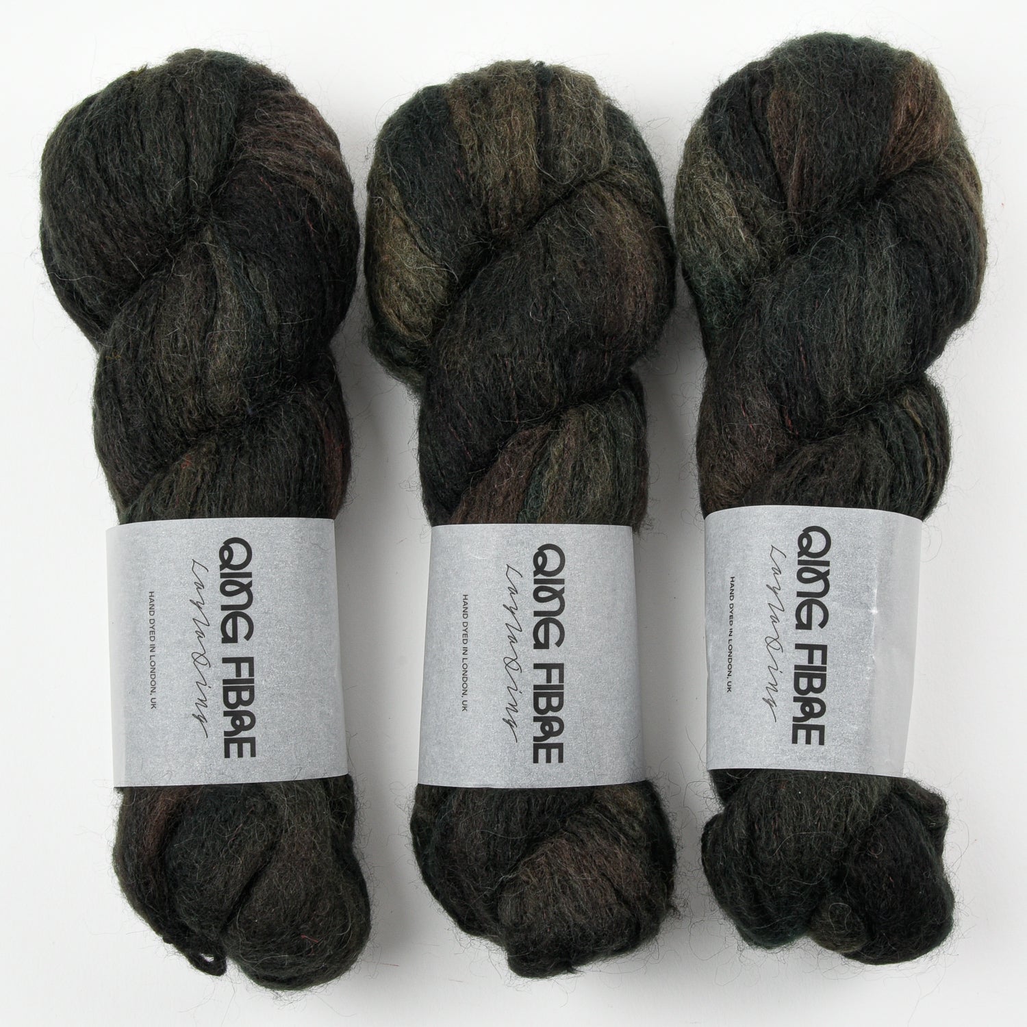 Qing Fibre MELTED BABY SURI - DARK FOREST Alpaca Merino wool Silk Sport green Yarn