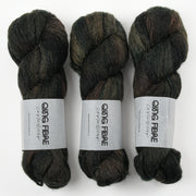 Qing Fibre MELTED BABY SURI - DARK FOREST Alpaca Merino wool Silk Sport green Yarn