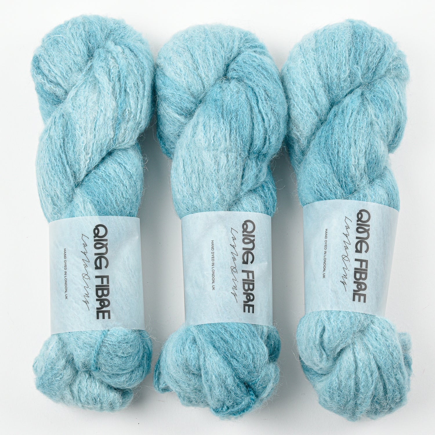 Qing Fibre MELTED BABY SURI - DART FROG Alpaca Merino wool Silk Sport blue Yarn