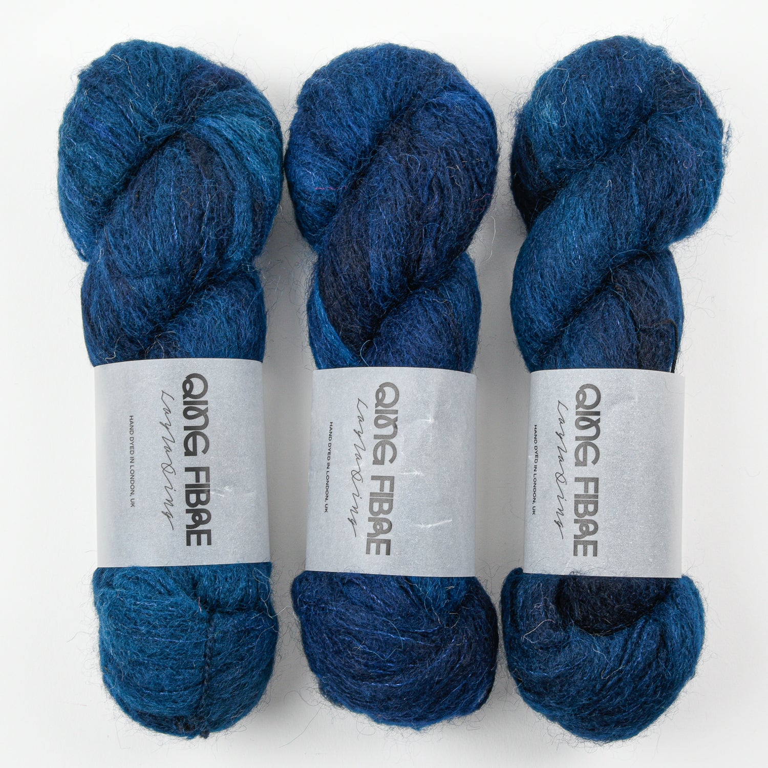 Qing Fibre MELTED BABY SURI - DARK STAR Alpaca Merino wool Silk Sport blue Yarn
