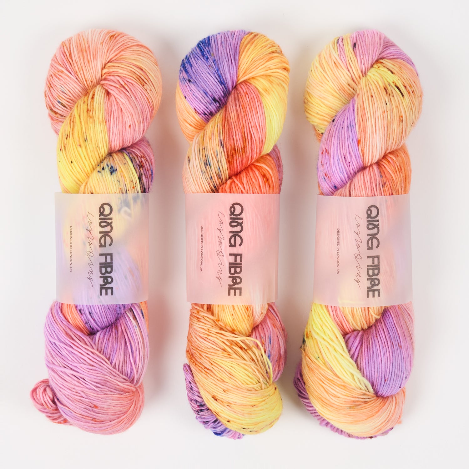 Qing Fibre DASHING SASSY - CORAL REEF Merino wool Fingering rainbow coral Yarn