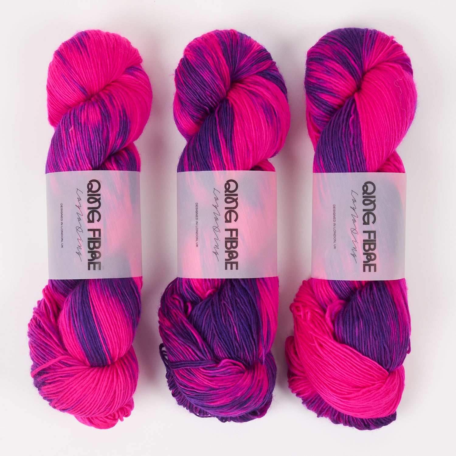 Qing Fibre DASHING SASSY - FOXGLOVE Merino wool Fingering pink neon Yarn