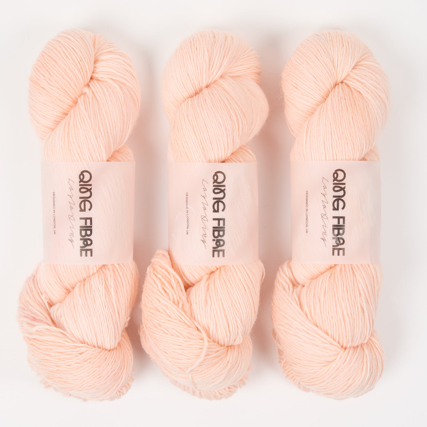Qing Fibre DASHING SASSY - WHITE PEACH Merino wool Fingering peach Yarn