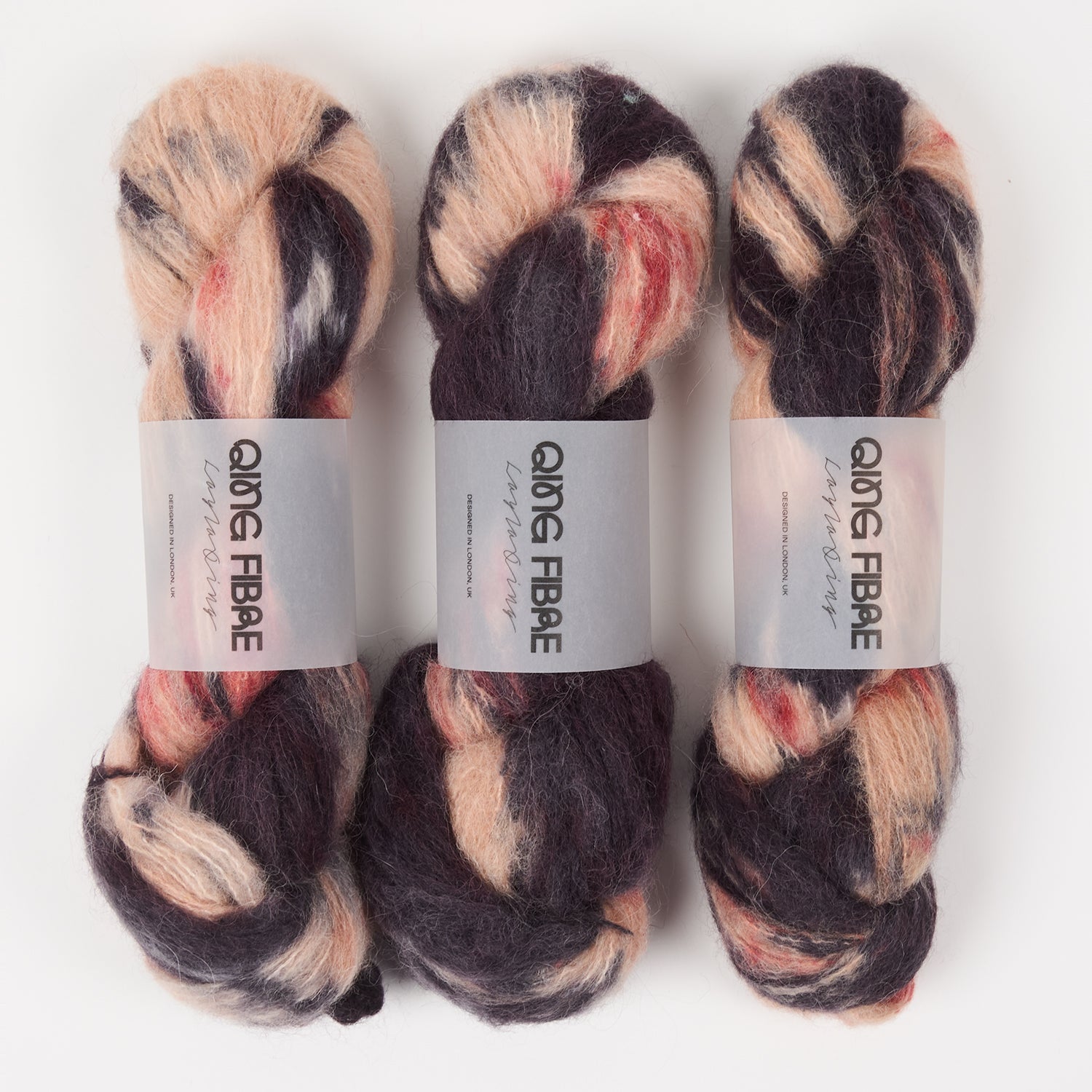 Qing Fibre MELTED BABY SURI - ROTHKO Alpaca Merino wool Silk Sport black grey Yarn