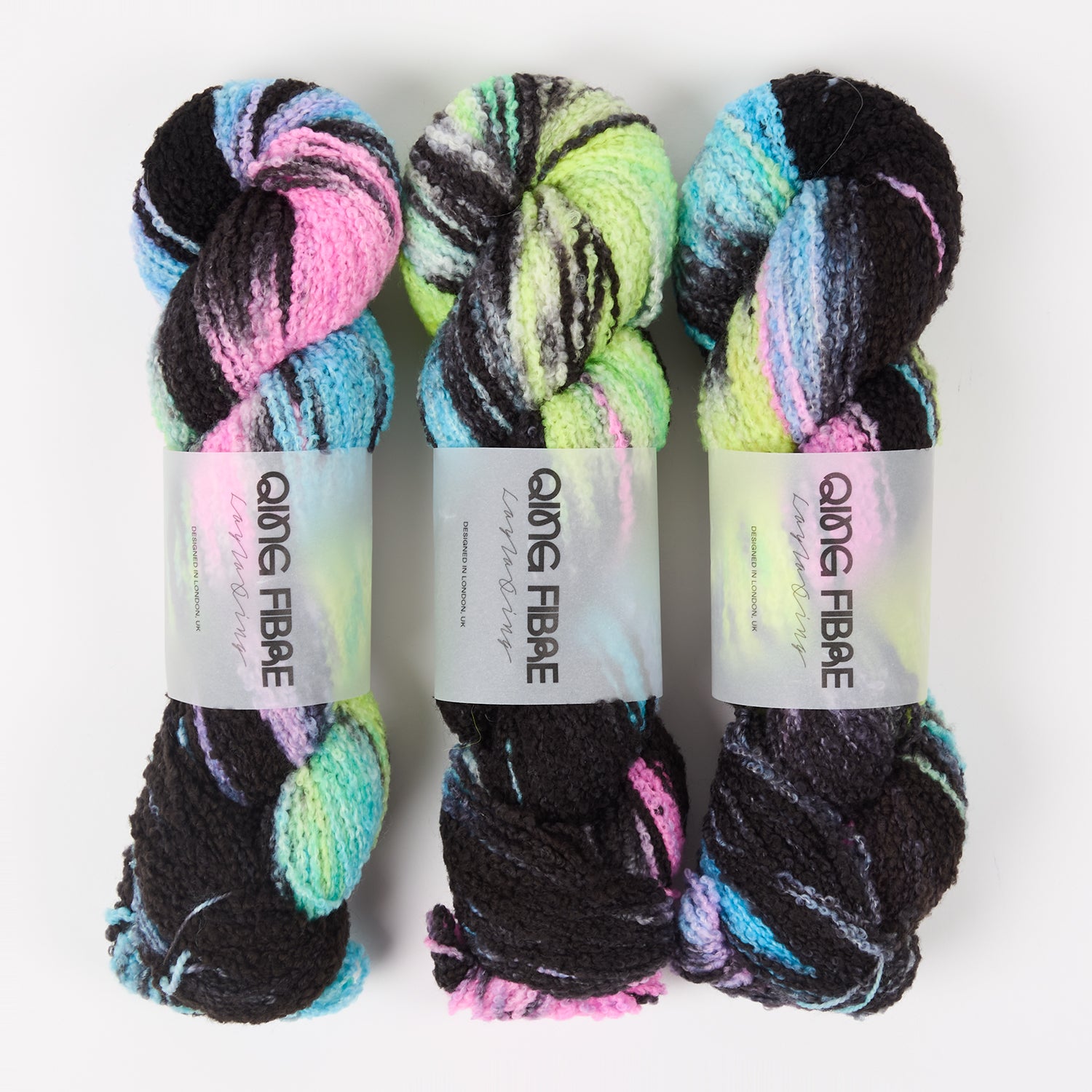 Qing Fibre TEDDY - NEON NOIR Merino wool DK Yarn