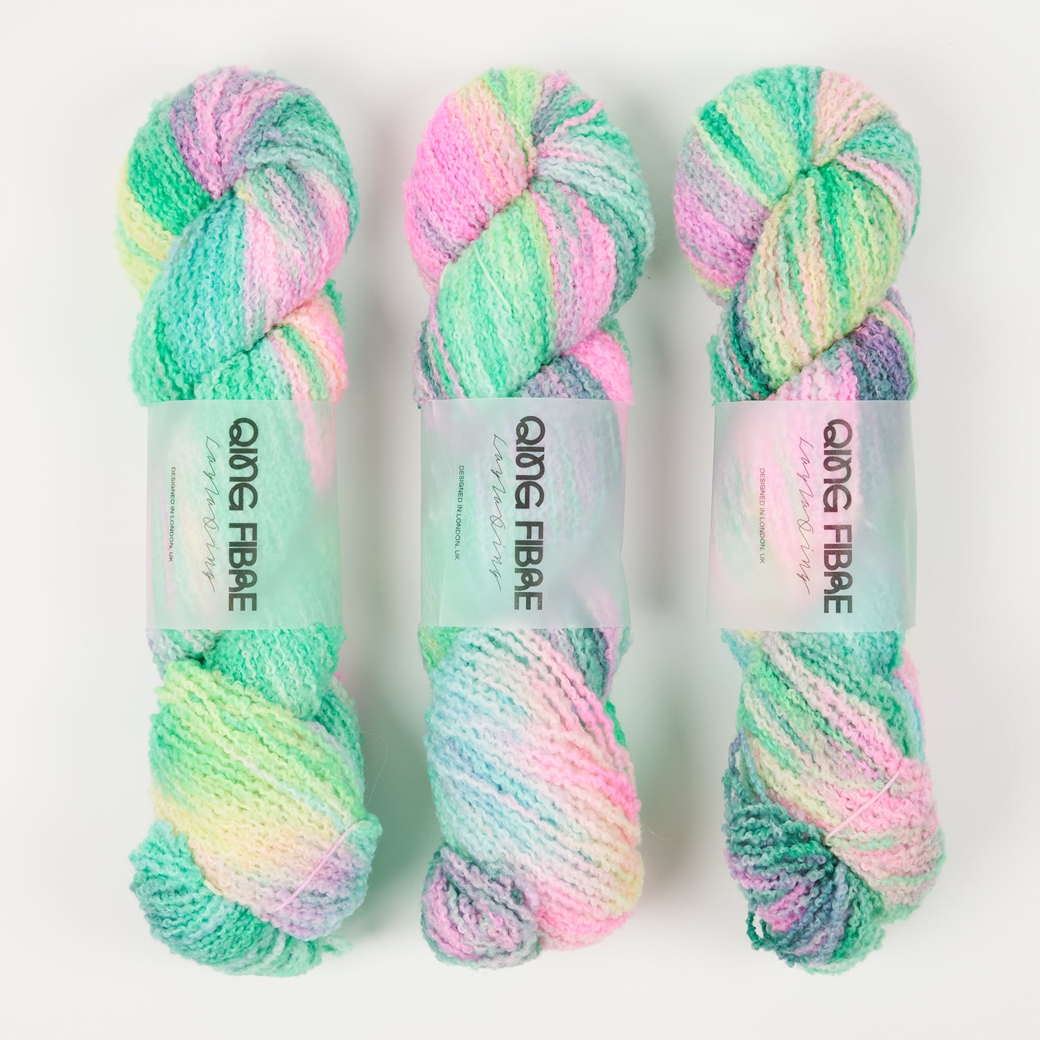Qing Fibre TEDDY - TIME TRAVELLER Merino wool DK green pink multicolour Yarn