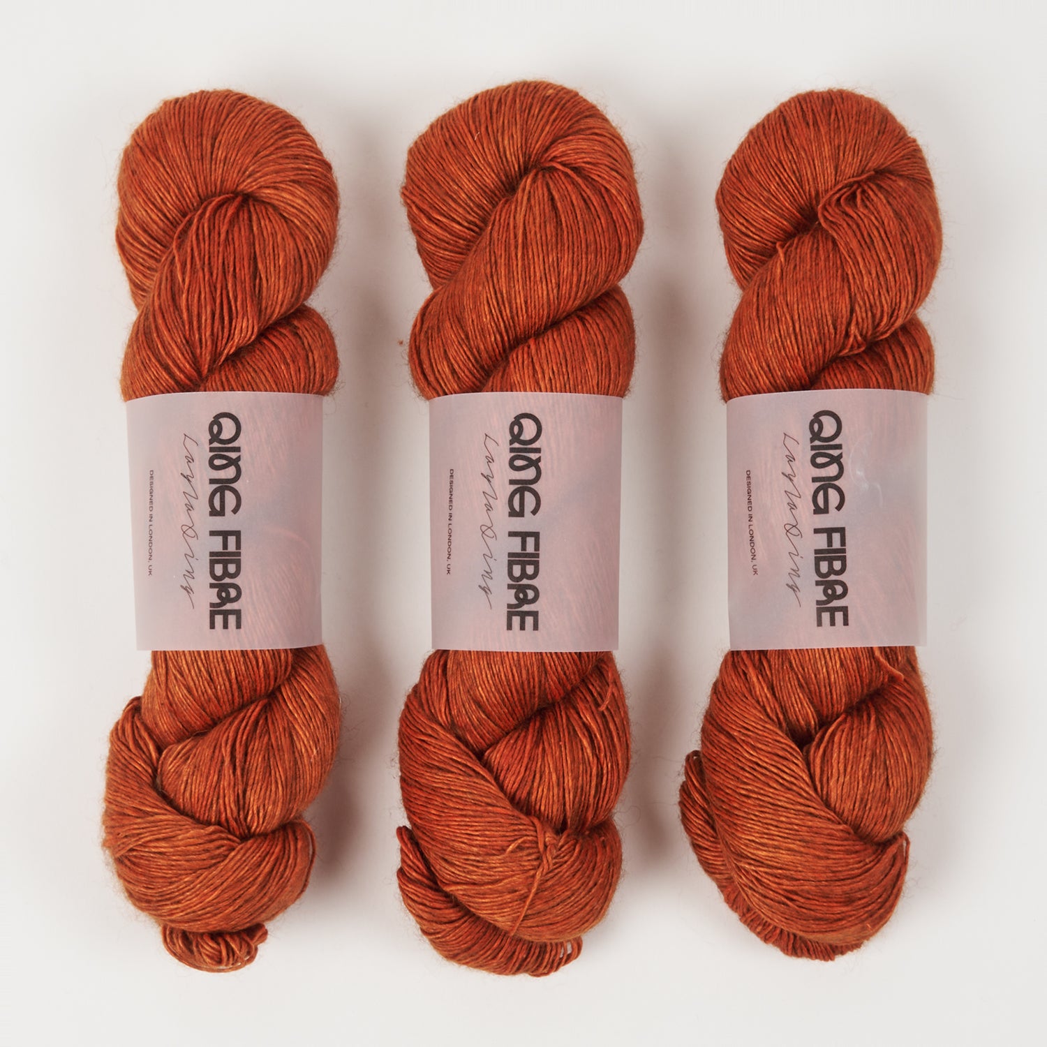 Qing Fibre QING YAK SINGLES - BRICK Merino wool Yak Silk Fingering red orange Yarn