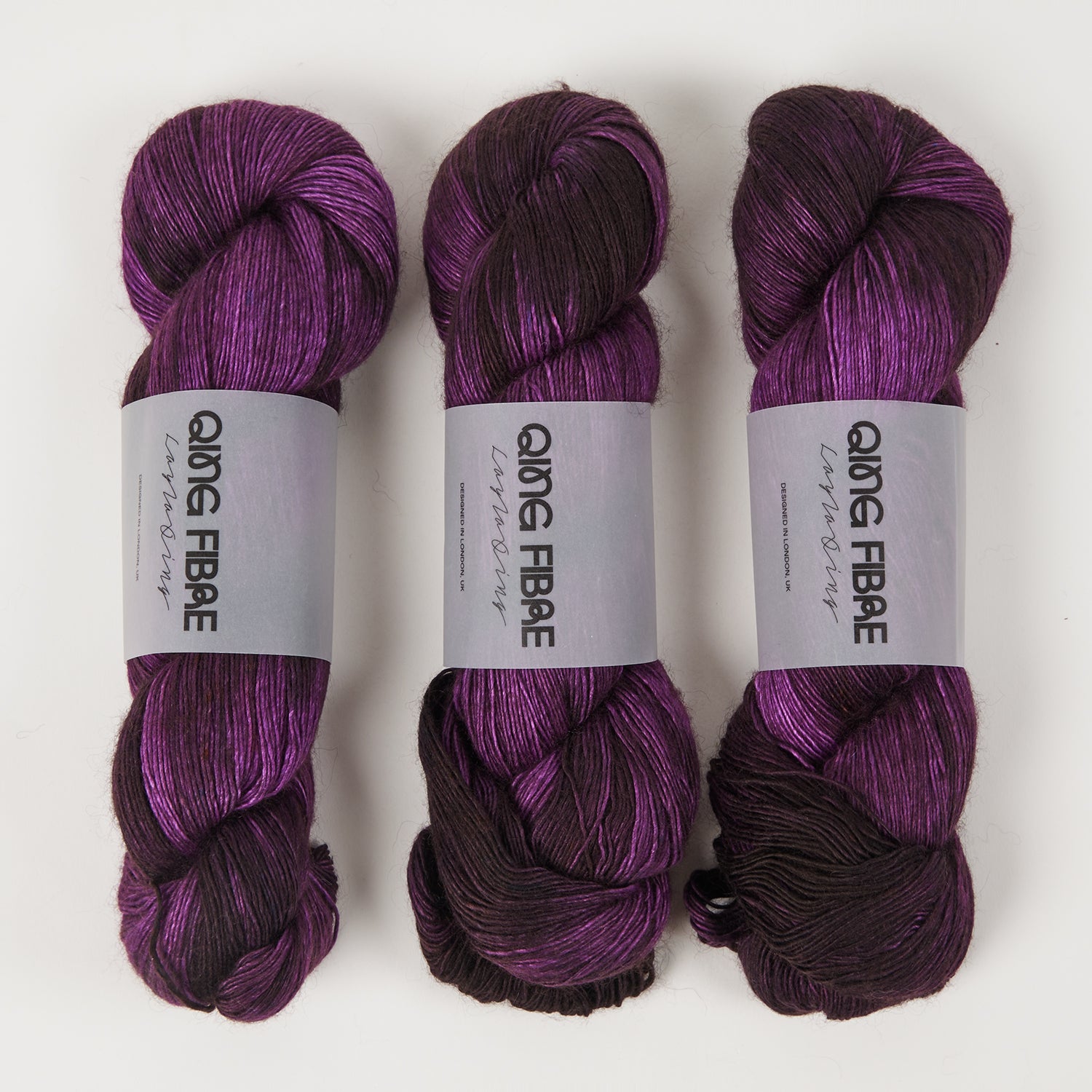 Qing Fibre QING YAK SINGLES - DARK CHERRY Merino wool Yak Silk Fingering purple Yarn
