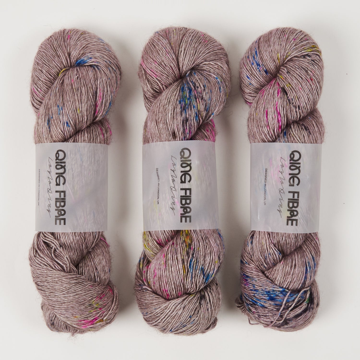 Qing Fibre QING YAK SINGLES - FROST Merino wool Yak Silk Fingering pink grey Yarn