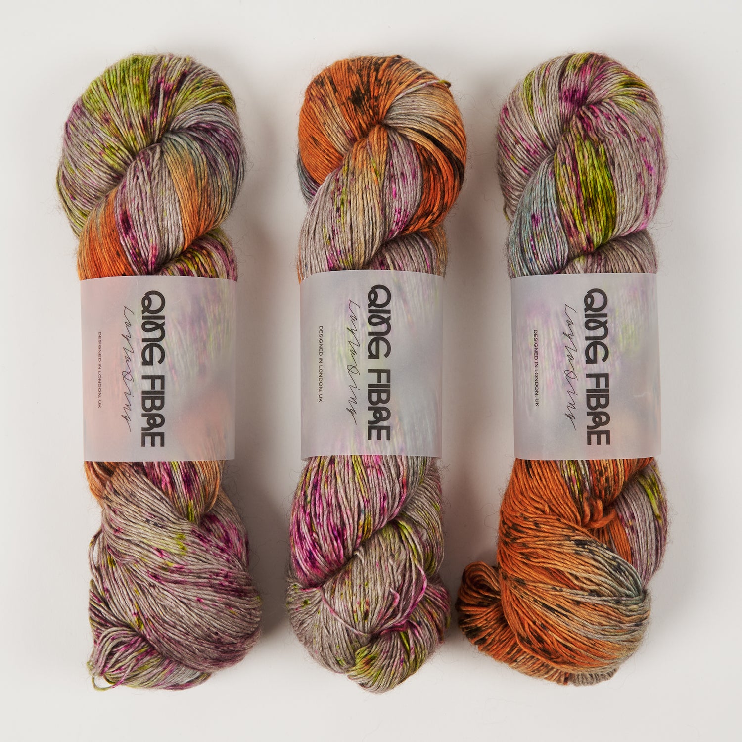 Qing Fibre QING YAK SINGLES - HURRICANE Merino wool Yak Silk Fingering multicolour Yarn