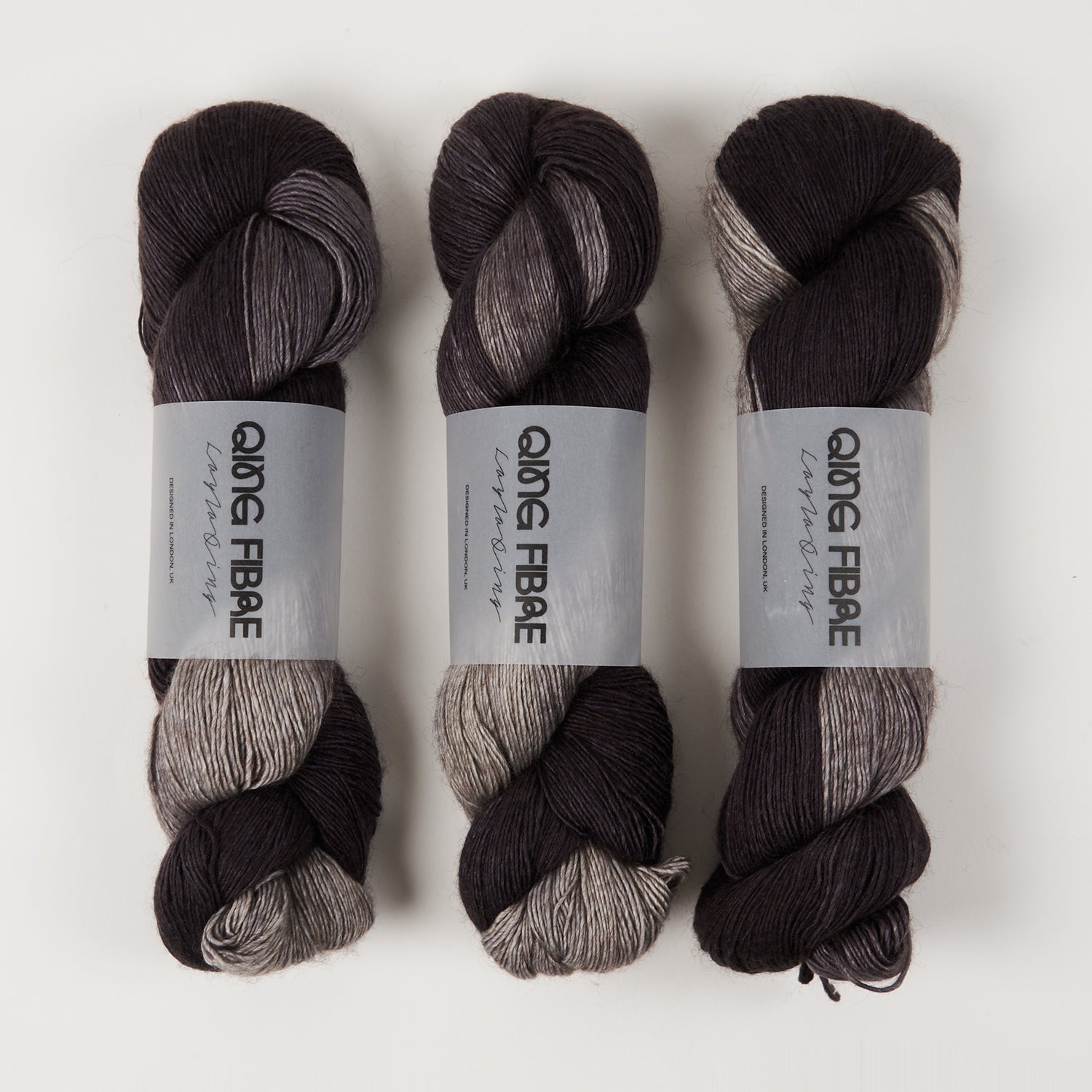 Qing Fibre QING YAK SINGLES - LUNAR Merino wool Yak Silk Fingering grey Yarn