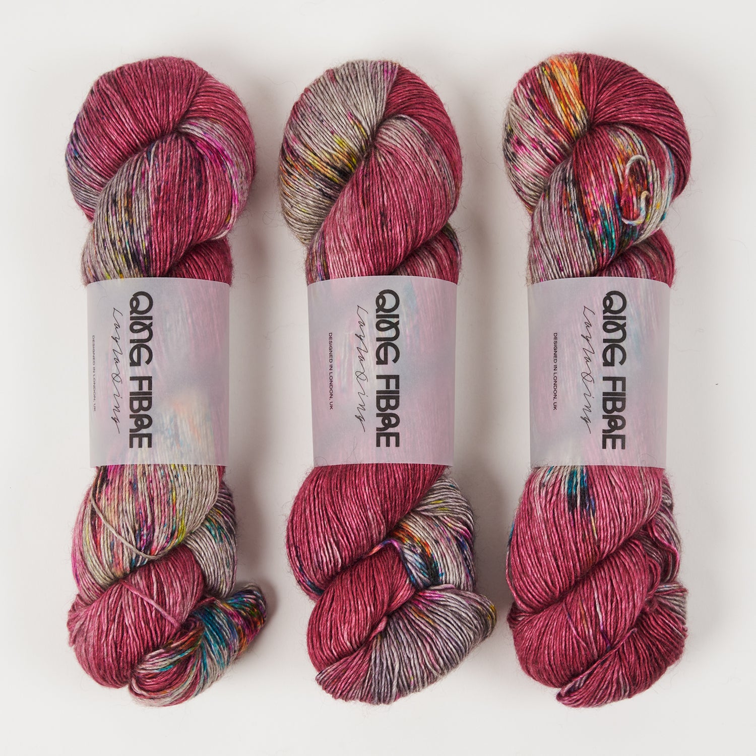 Qing Fibre QING YAK SINGLES - MARS Merino wool Yak Silk Fingering pink Yarn