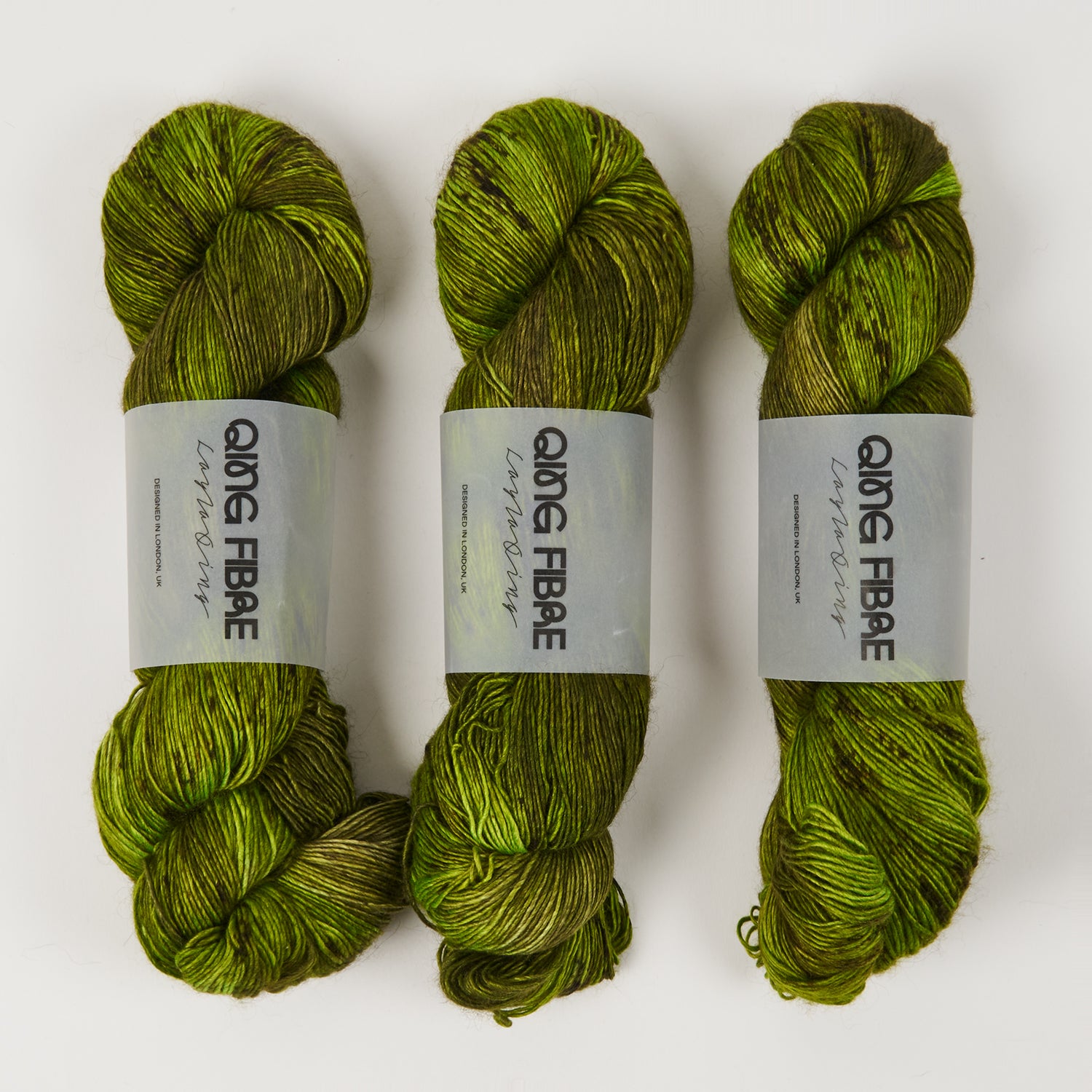 Qing Fibre QING YAK SINGLES - MATRIX Merino wool Yak Silk Fingering green Yarn
