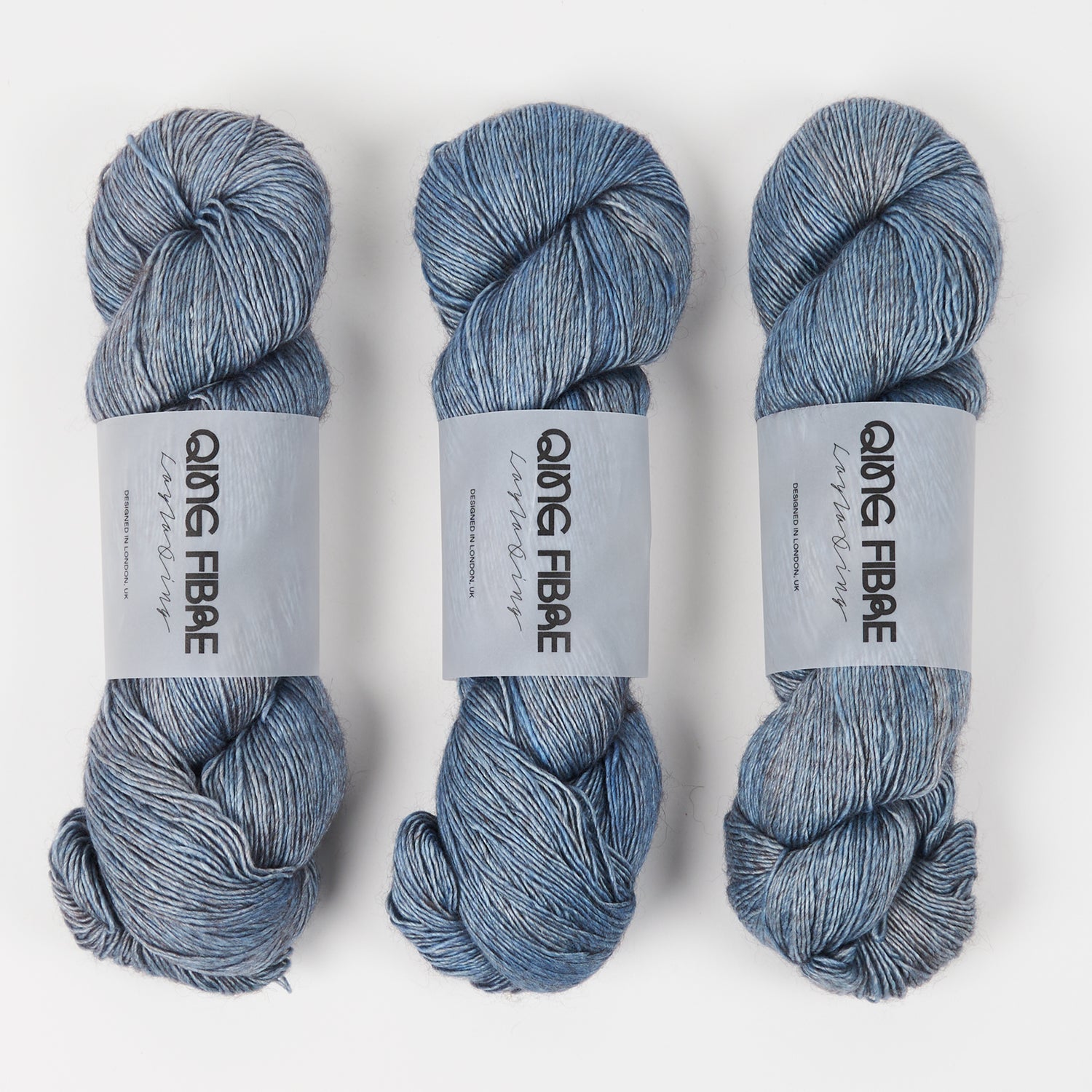Qing Fibre QING YAK SINGLES - SKY Merino wool Yak Silk Fingering blue Yarn