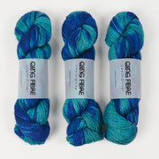 Qing Fibre QING YAK SINGLES - TEAL Merino wool Yak Silk Fingering turquoise blue Yarn
