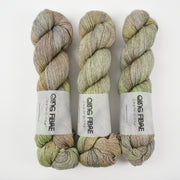 Qing Fibre QING YAK SINGLES - CYCLONE Merino wool Yak Silk Fingering grey green Yarn