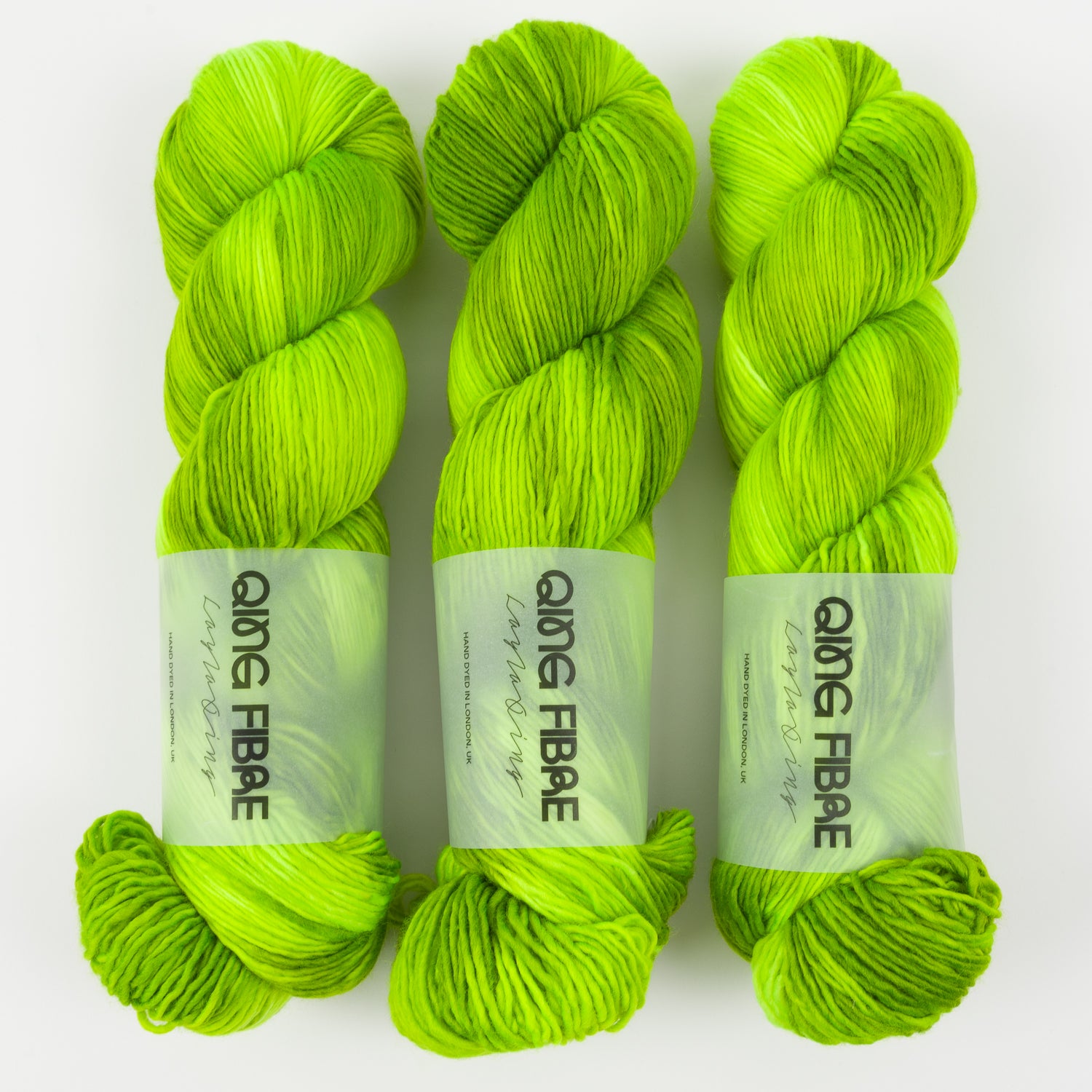 Qing Fibre DASHING SASSY - FURLING Merino wool Fingering neon green Yarn