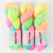 Qing Fibre DASHING SASSY - UTOPIA Merino wool Fingering rainbow neon Yarn