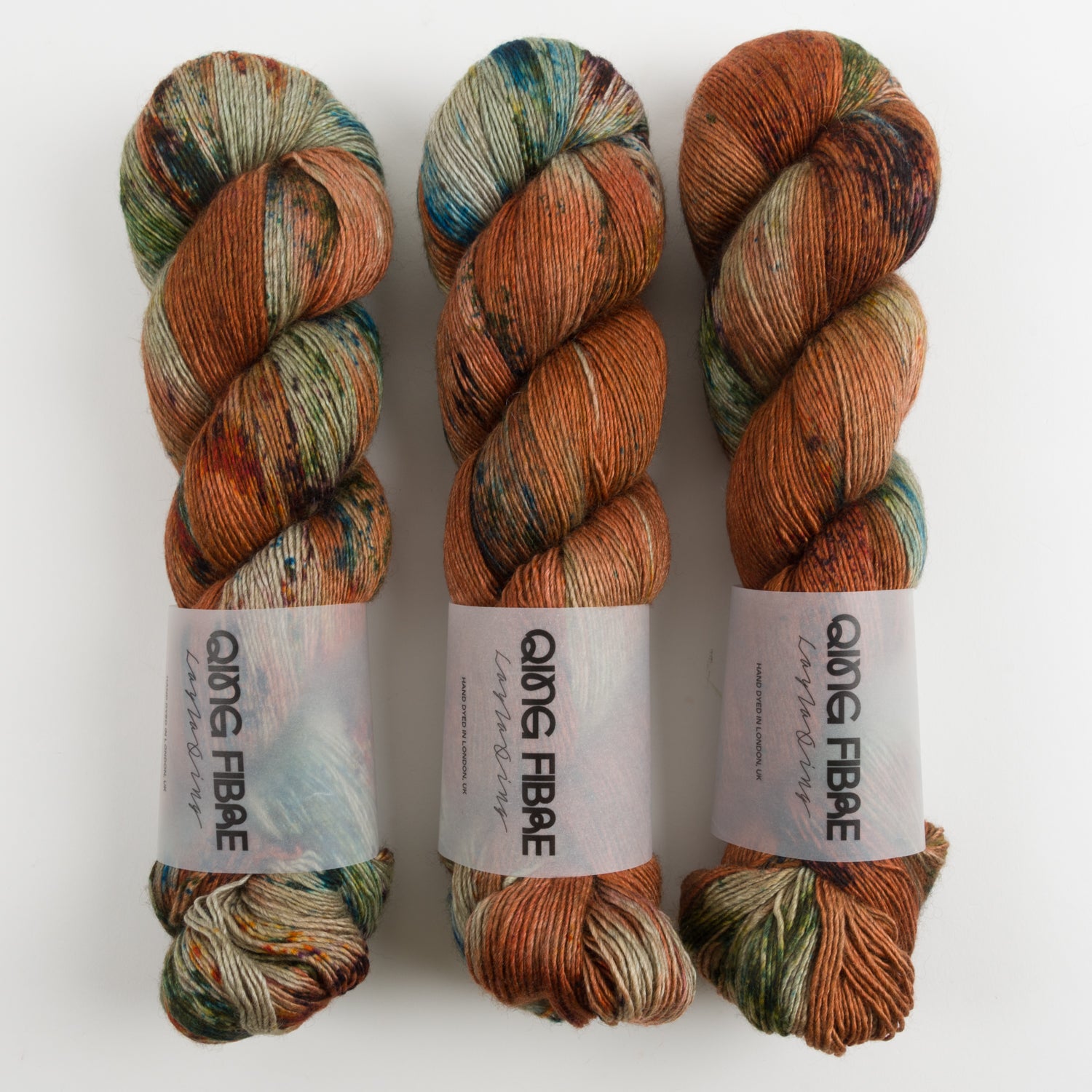 Qing Fibre QING YAK SINGLES - NEST Merino wool Yak Silk Fingering brown Yarn