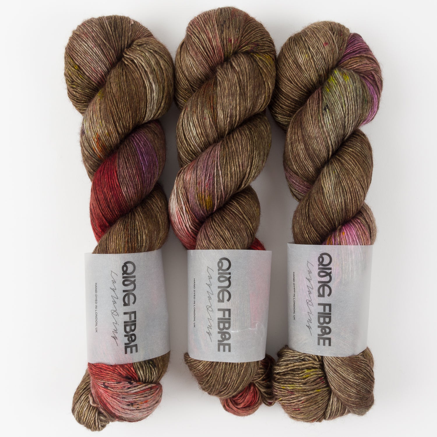 Qing Fibre QING YAK SINGLES - TAIGA Merino wool Yak Silk Fingering brown Yarn