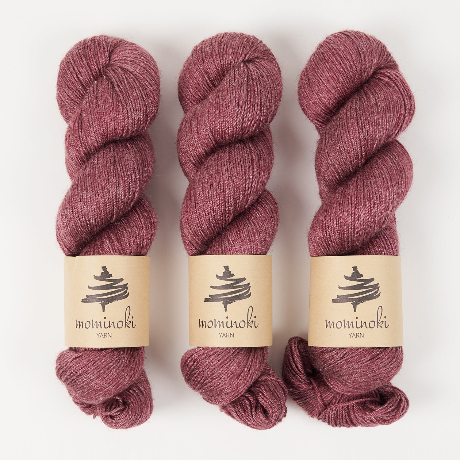 Mominoki Yarn RAMIE SILK - BLACK CHERRY Wool Ramie Silk Fingering pink Yarn