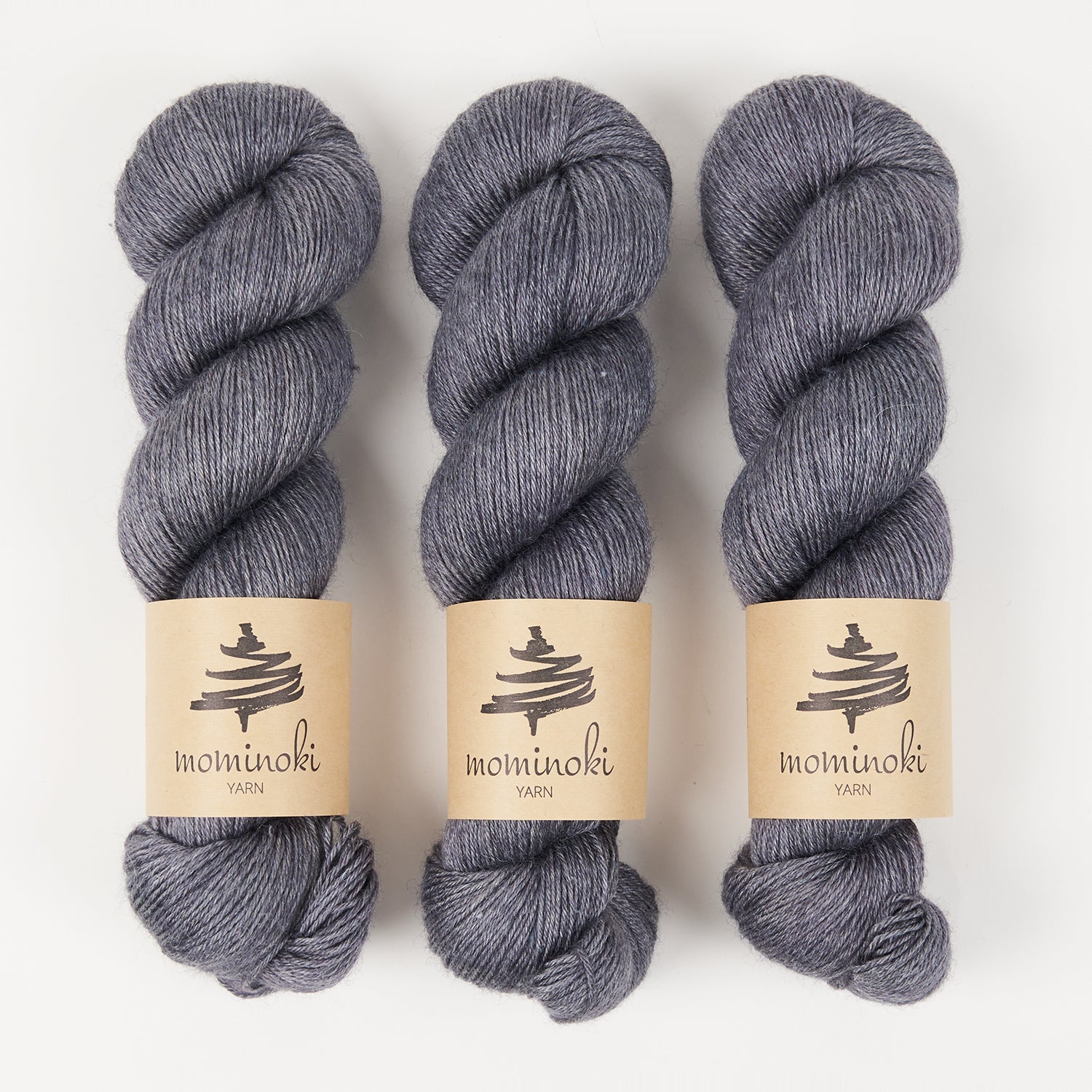 Mominoki Yarn RAMIE SILK - MYSTIC FOREST Wool Ramie Silk Fingering grey Yarn