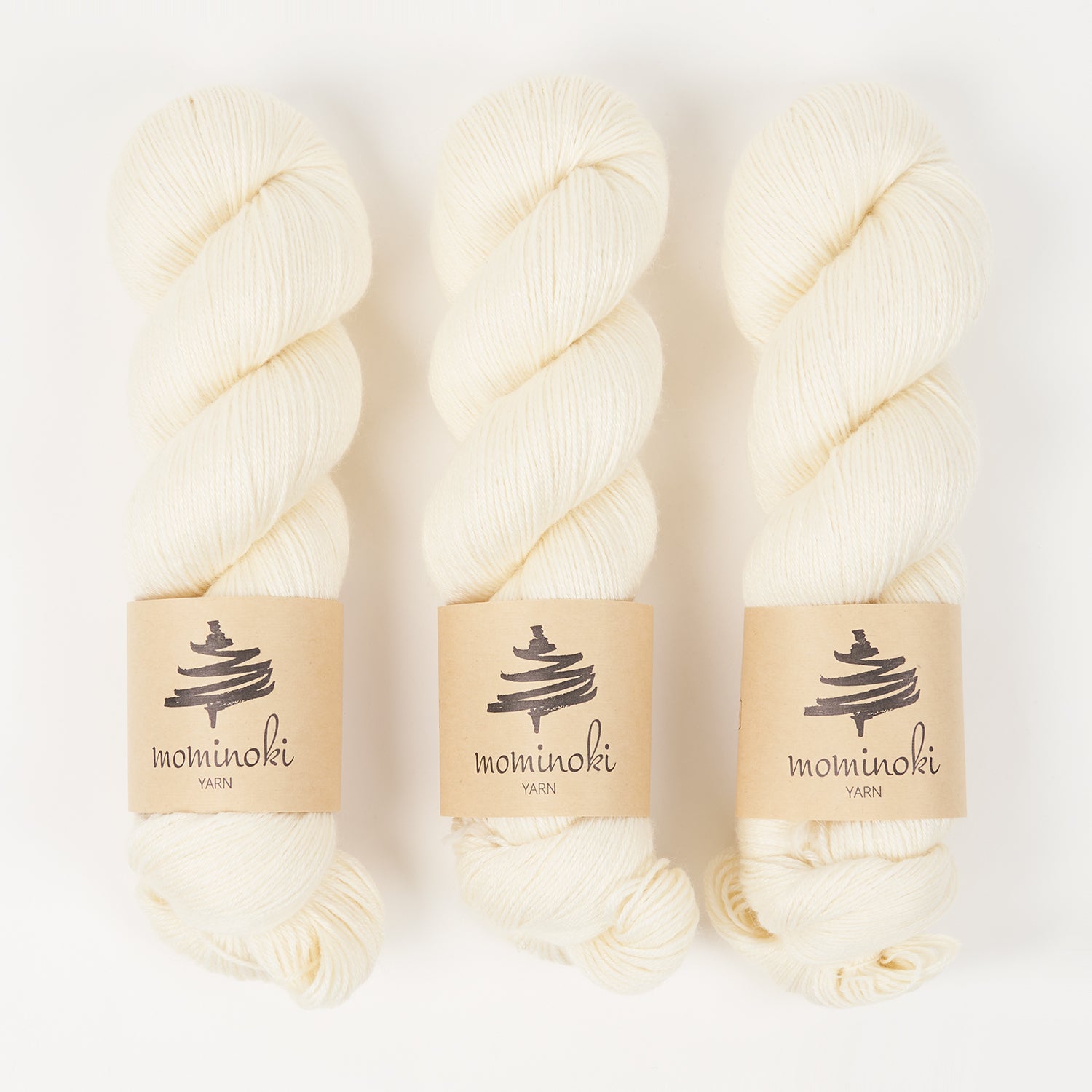Mominoki Yarn RAMIE SILK - PURE WHITE Wool Ramie Silk Fingering white Yarn