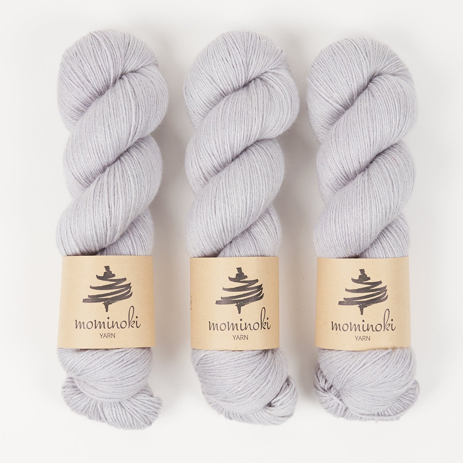 Mominoki Yarn RAMIE SILK - SILVER Wool Ramie Silk Fingering grey Yarn
