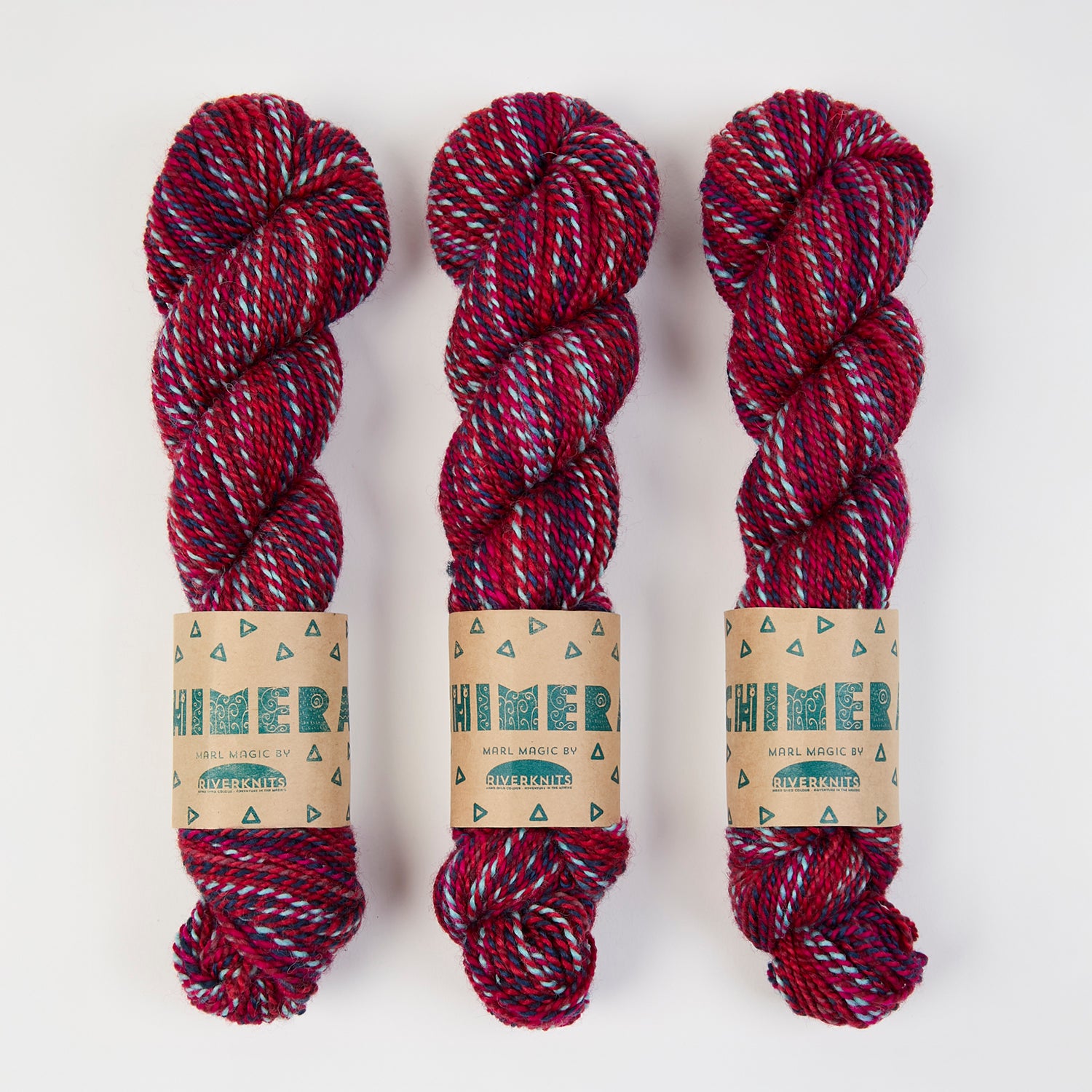 RiverKnits CHIMERA DK - POMEGRANATE Blue Faced Leicester DK red fuchsia Yarn