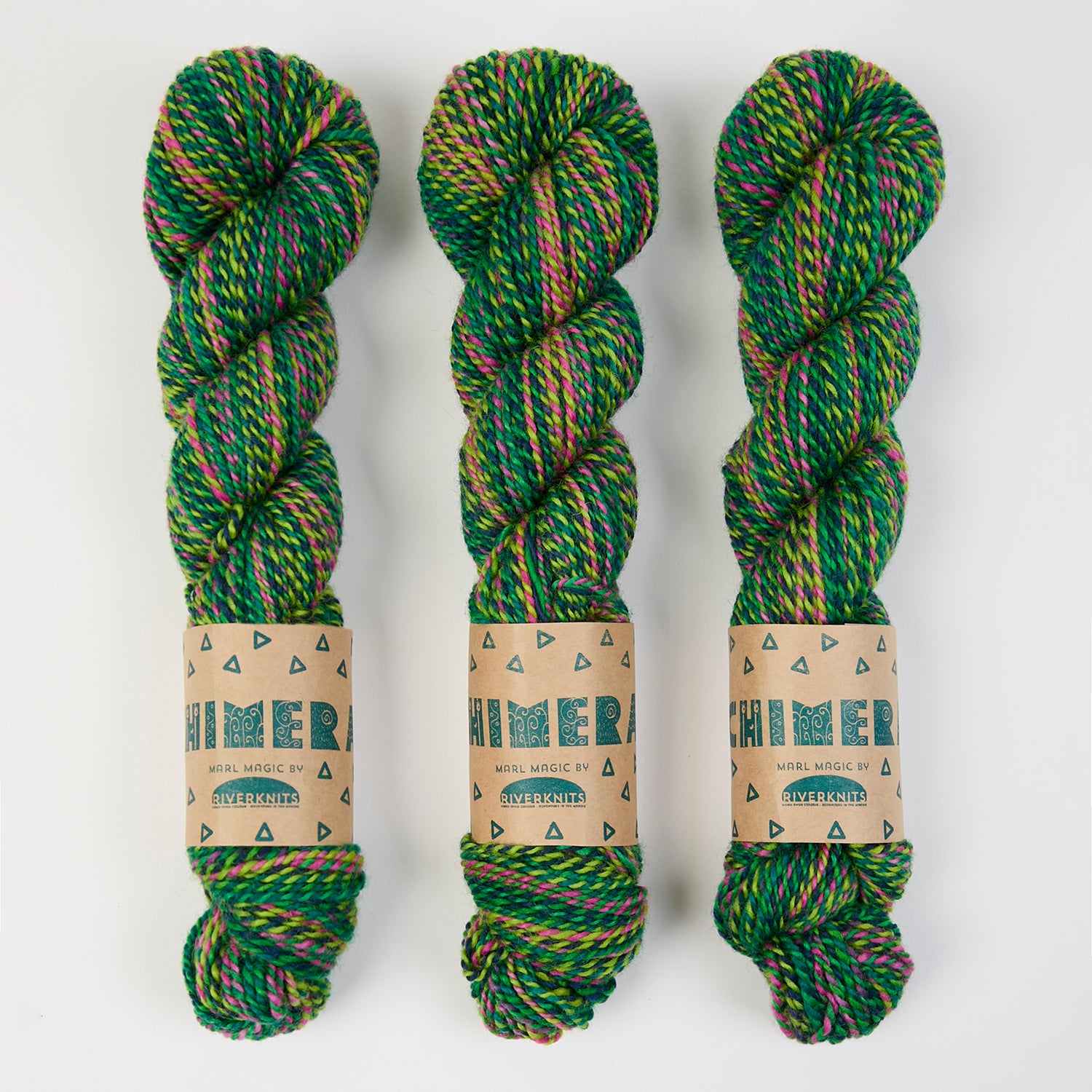 RiverKnits CHIMERA DK - RAINFOREST Blue Faced Leicester DK green multicolor Yarn