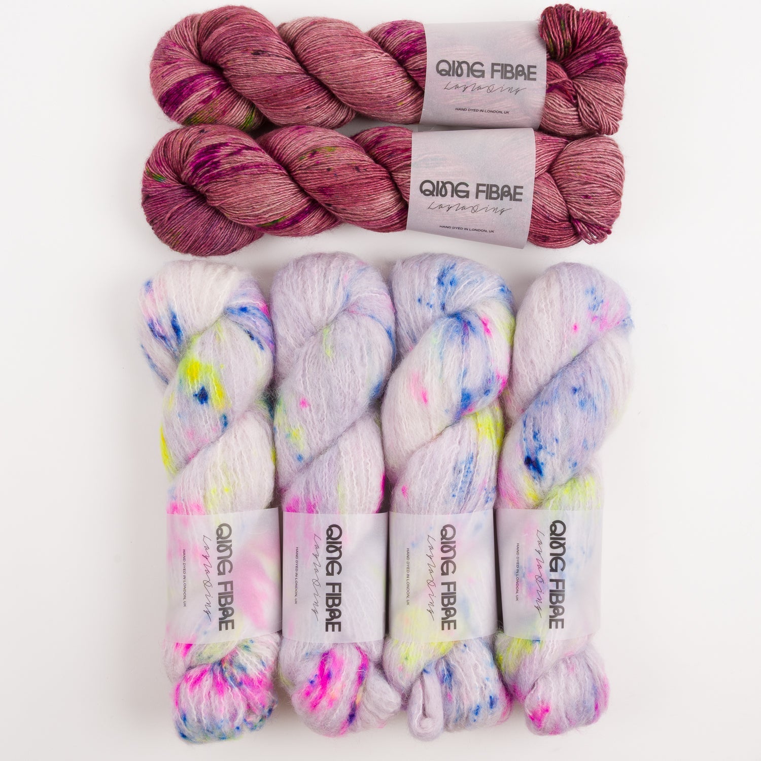 Qing Fibre ROSE FROST Merino wool Silk Yak Alpaca Mixed Weight Quick Kits